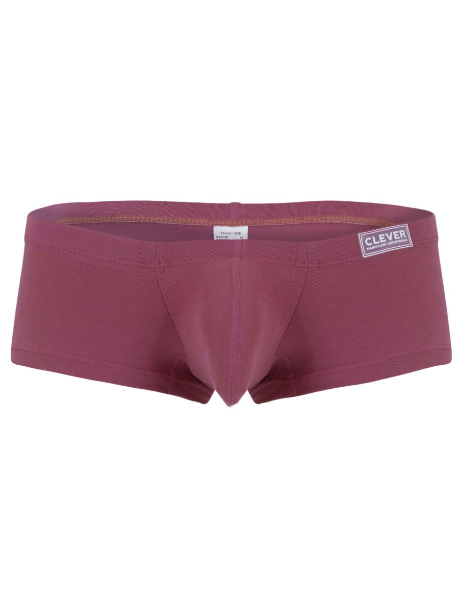 Maroon form-fitting boxer briefs with clever branded waistband from clever 26066 3PK Australian Latin trunks multi-colored set