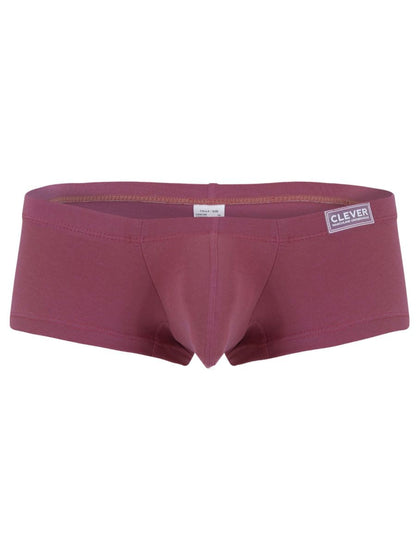 Maroon form-fitting boxer briefs with clever branded waistband from clever 26066 3PK Australian Latin trunks multi-colored set