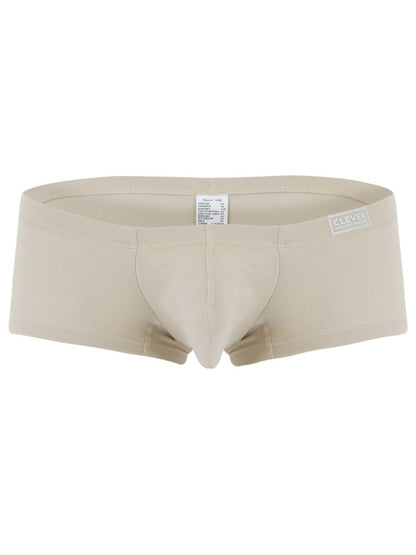 Beige clever 26066 men’s boxer briefs with smooth form-fitting fabric and branded waistband in multi-colored pack