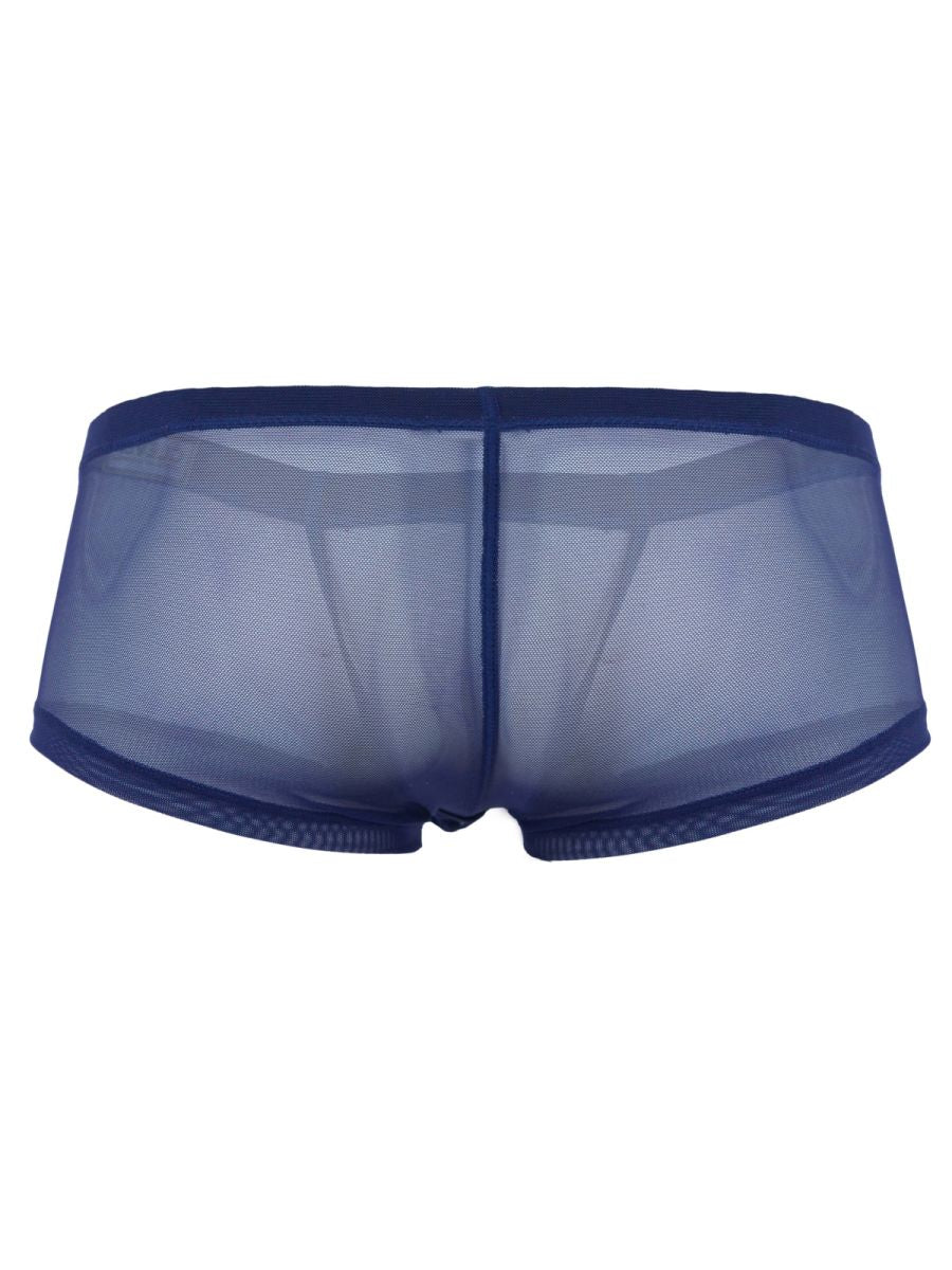 Navy blue sheer mesh briefs with solid waistband from clever 26067 3pk australian latin trunks multicolored set