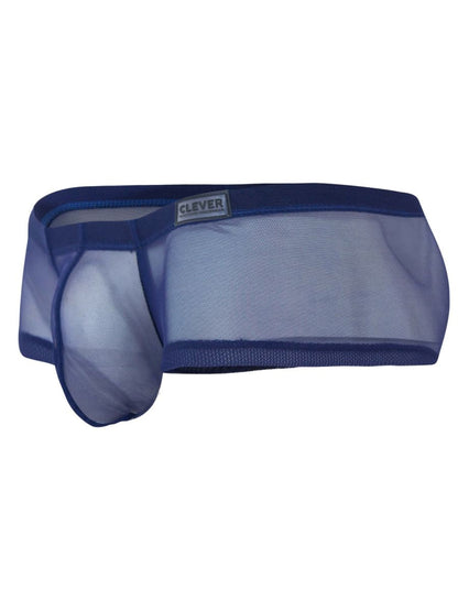 Blue mesh men’s underwear from clever 26067 3pk australian latin trunks with branded label in multi-colored design