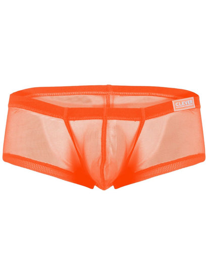 Bright orange mesh briefs with reinforced elastic waistband and clever brand label in clever 26067 3pk australian latin trunks multi-colored