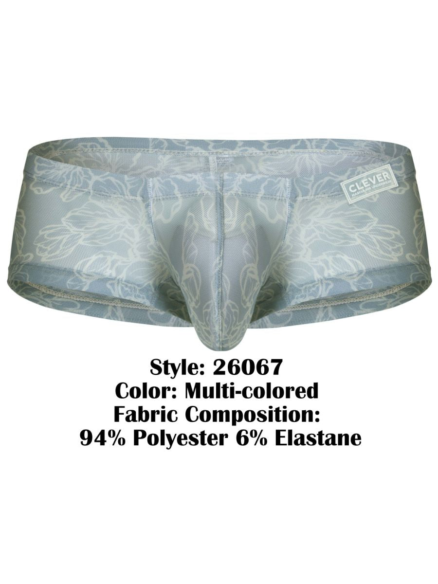 Clever 26067 3pk Australian Latin trunks multicolored floral pattern sheer stretchy fabric men’s underwear
