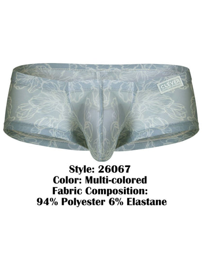 Clever 26067 3pk Australian Latin trunks multicolored floral pattern sheer stretchy fabric men’s underwear