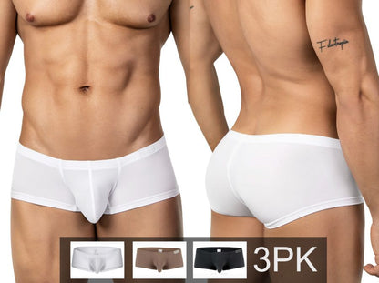 White men’s briefs clever 26068 with smooth form fitting design reinforced waistband and multi colored trunks