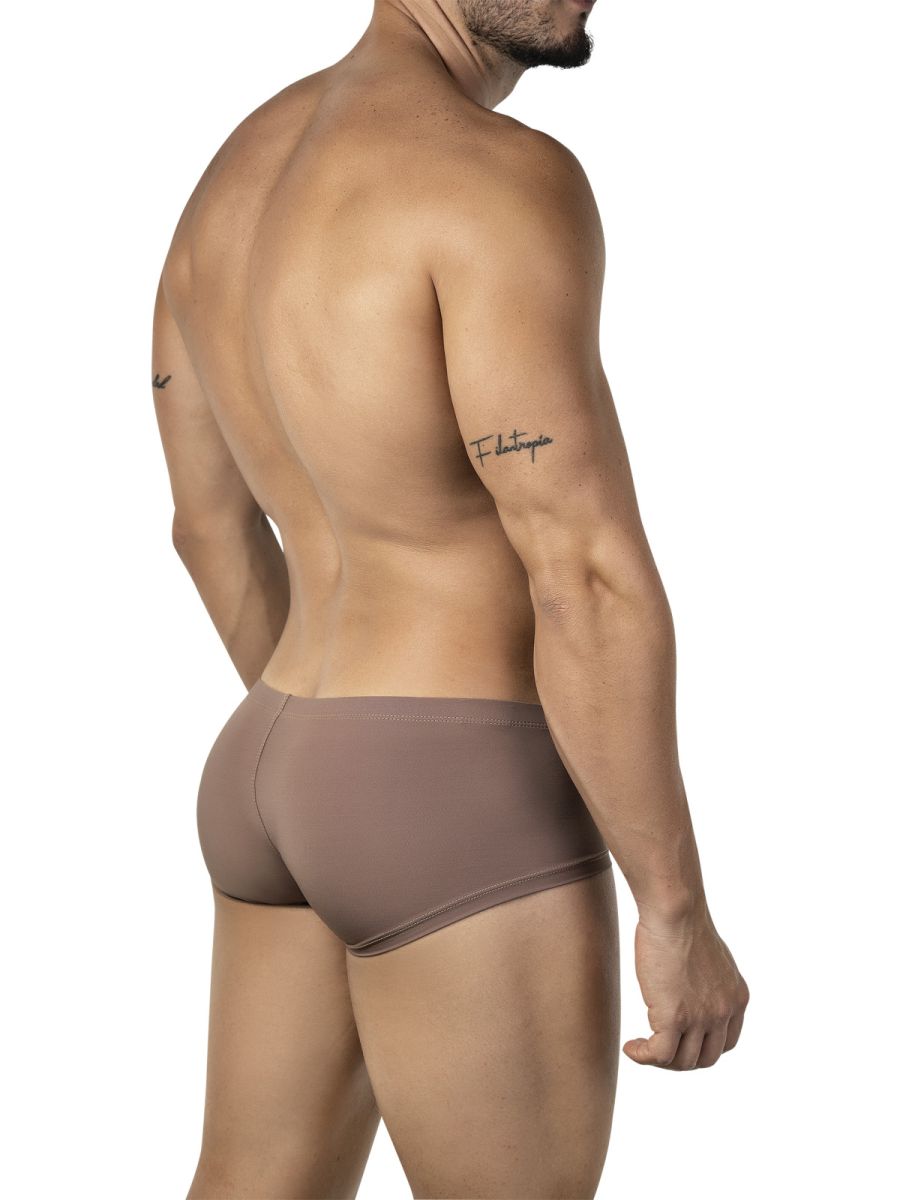 Tan-colored clever 26068 australian latin trunks with smooth stretchy fabric and subtle waistband seam detail
