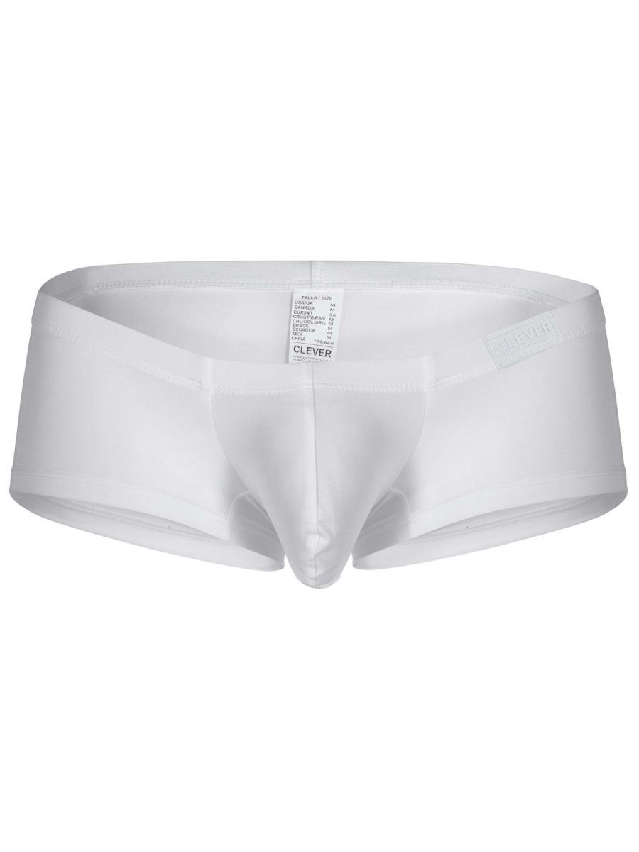 White clever brand men’s briefs with smooth form-fitting design and elastic waistband from clever 26068 3pk trunks