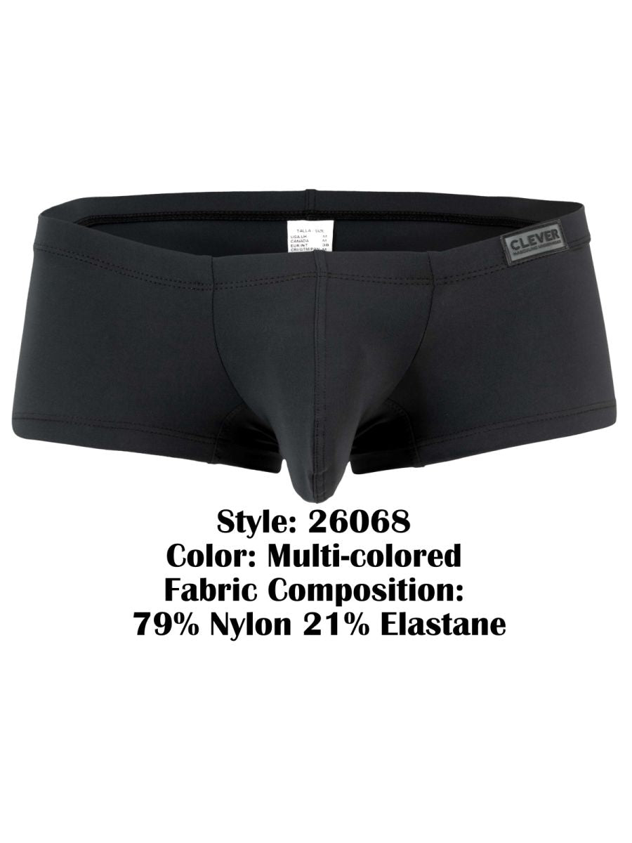 Black men’s briefs clever 26068 3pk australian latin trunks multi-colored made from 79% nylon 21% elastane