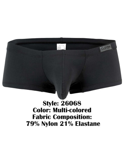 Black men’s briefs clever 26068 3pk australian latin trunks multi-colored made from 79% nylon 21% elastane