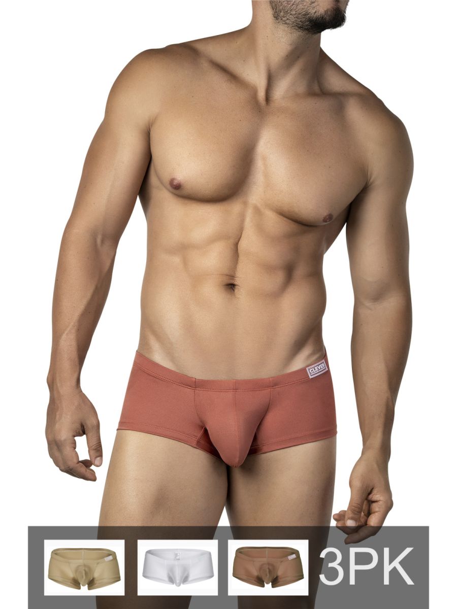 Rust-colored clever 26069 australian latin trunks men’s briefs with smooth form-fitting fabric and white brand tag on waistband