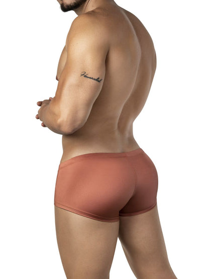 Tan-colored form-fitting clever 26069 mens briefs made of smooth stretchy fabric in a multi-colored 3pk australian latin trunks set