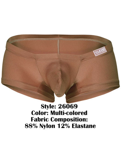 Brown multi-colored men’s briefs clever 26069 3pk australian latin trunks made of 88 nylon and 12 elastane