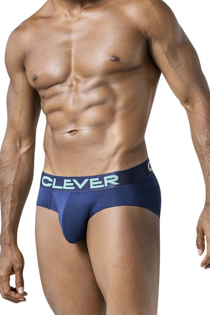 Navy blue clever brand briefs with a light teal logo band from clever 519968 3pk australian latin briefs set