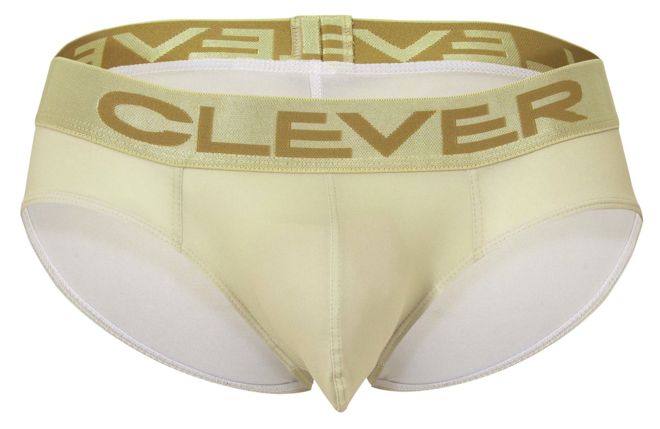 Cream-colored clever men’s briefs with a gold logo waistband from the australian latin 3pk beige-blue-green set