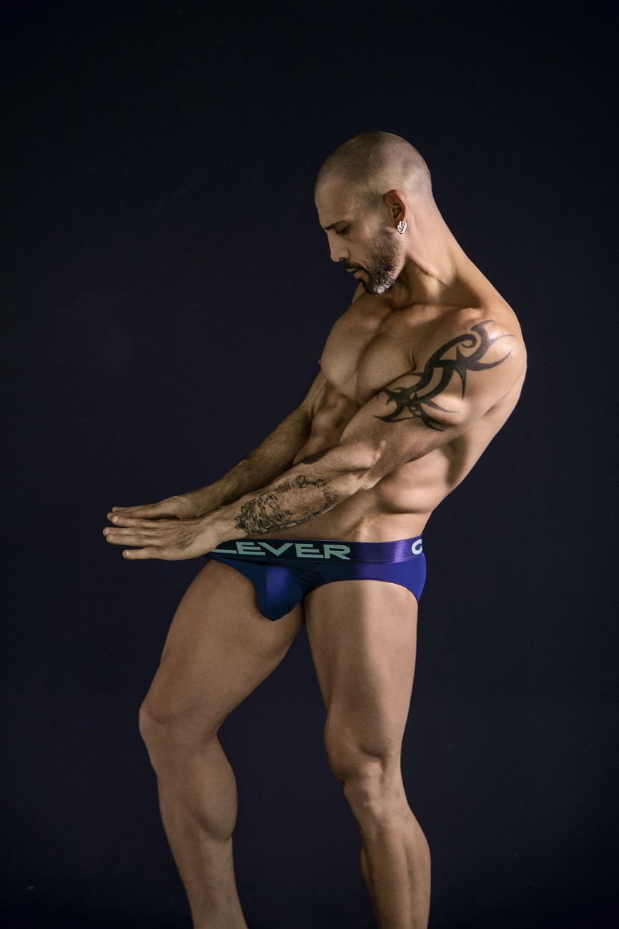 Blue clever athletic briefs with white logo on waistband from clever 519968 3pk australian latin briefs set