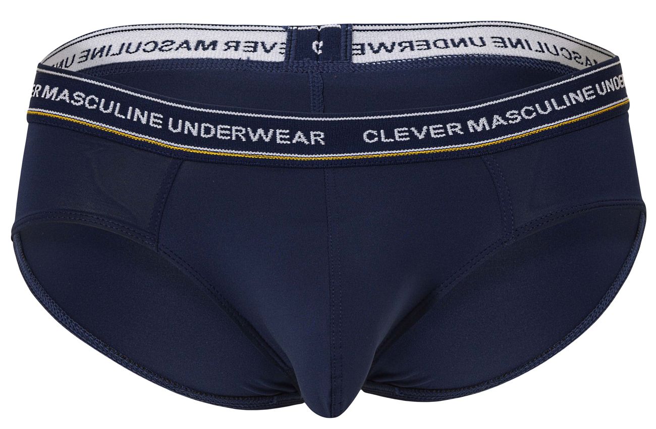 Navy blue clever 519969 australian latin men’s briefs with white waistband clever masculine underwear text and gold trim