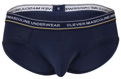 Navy blue clever 519969 australian latin men’s briefs with white waistband clever masculine underwear text and gold trim