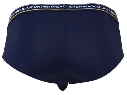 Navy blue clever 519969 men’s briefs with masculine underwear waistband in white and gold lettering australian latin style