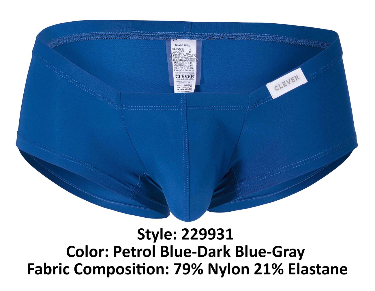 Clever 229931 3er-Pack Australian Latin Trunks Farbe Petrolblau-Dunkelblau-Grau