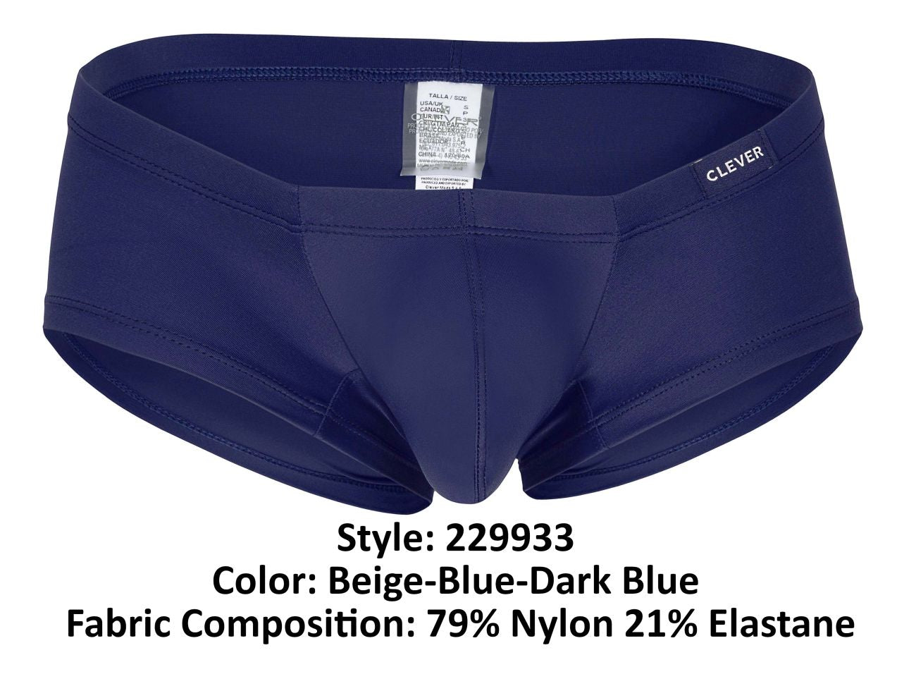 Clever 229933 Lot de 3 boxers latins australiens Couleur Beige-Bleu-Bleu foncé