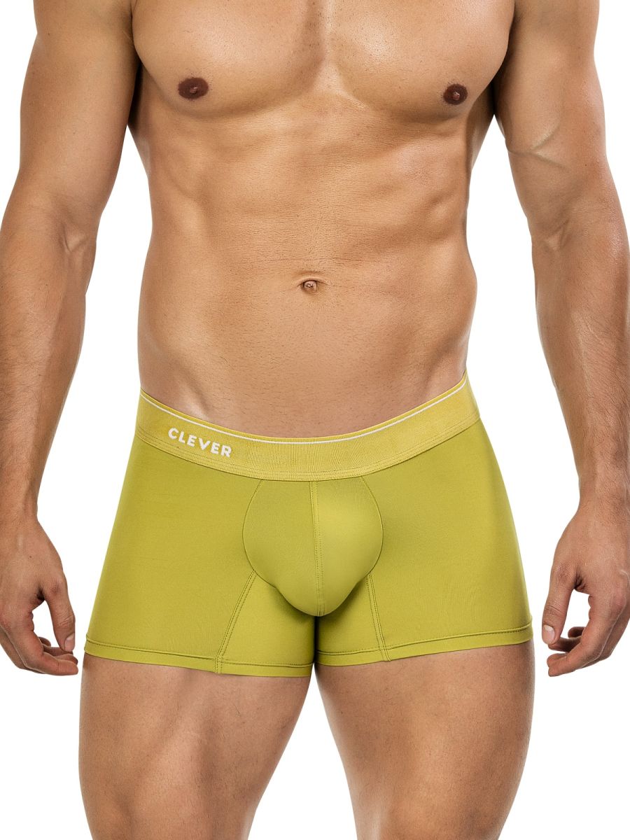 Olive green clever 26008 atenea boxer briefs with elastic waistband featuring clever brand name in white letters