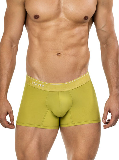 Olive green clever 26008 atenea boxer briefs with elastic waistband featuring clever brand name in white letters