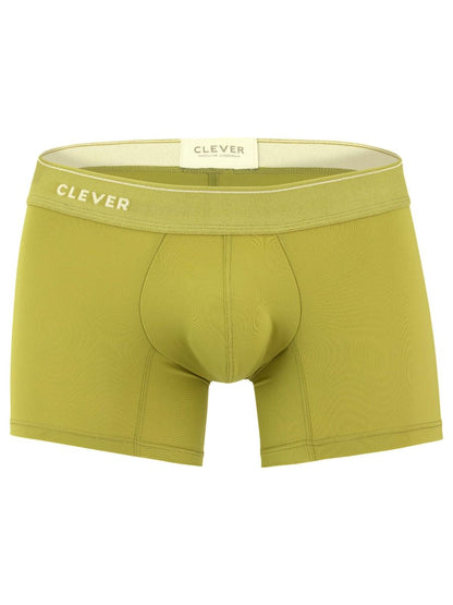 Olive green ribbed boxer briefs with clever embroidered waistband for comfortable everyday wear