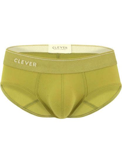 Olive green clever 26012 atenea briefs with subtle textured fabric and white logo detailing on front side