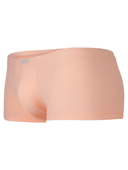 Peach-colored ribbed men’s briefs with subtle brand tag on waistband apolo trunks color orange model 26014