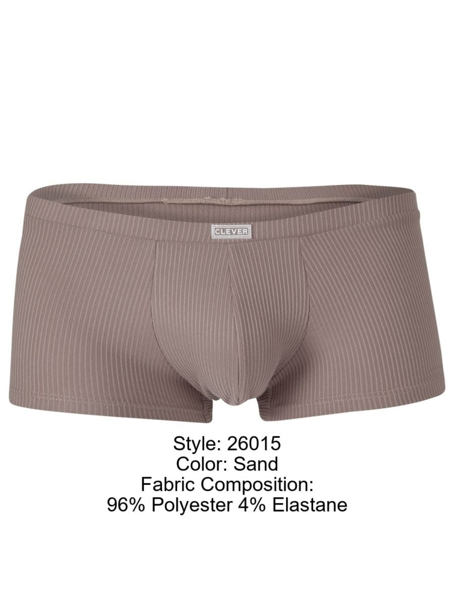 Sand-colored ribbed clever 26015 apolo trunks made of 96 polyester 4 elastane for sophisticated comfort and style