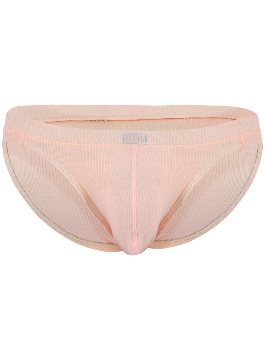 Pastel pink ribbed men’s briefs with subtle brand tag on waistband product clever 26017 apolo bikini vibrant orange