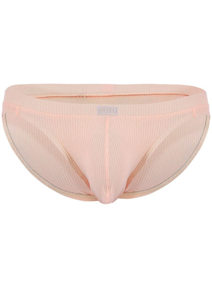 Pastel pink ribbed men’s briefs with subtle brand tag on waistband product clever 26017 apolo bikini vibrant orange