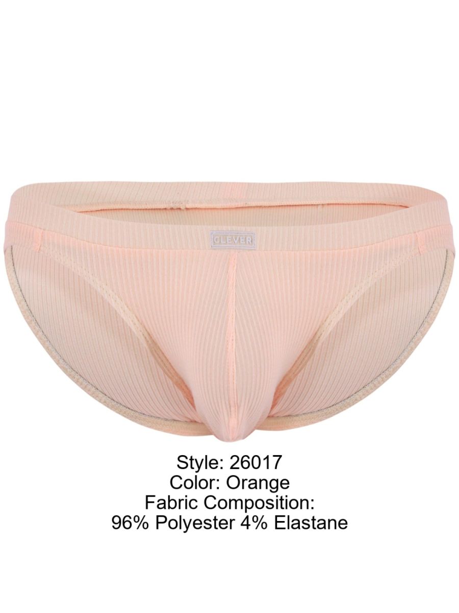Clever 26017 apolo bikini men’s brief in vibrant orange featuring ribbed fabric with smooth elastic waistband and subtle stitching