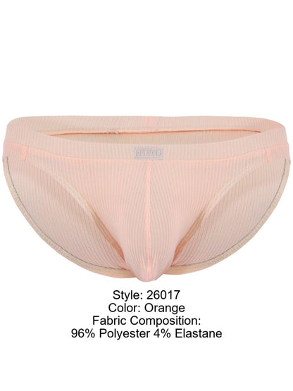 Clever 26017 apolo bikini men’s brief in vibrant orange featuring ribbed fabric with smooth elastic waistband and subtle stitching