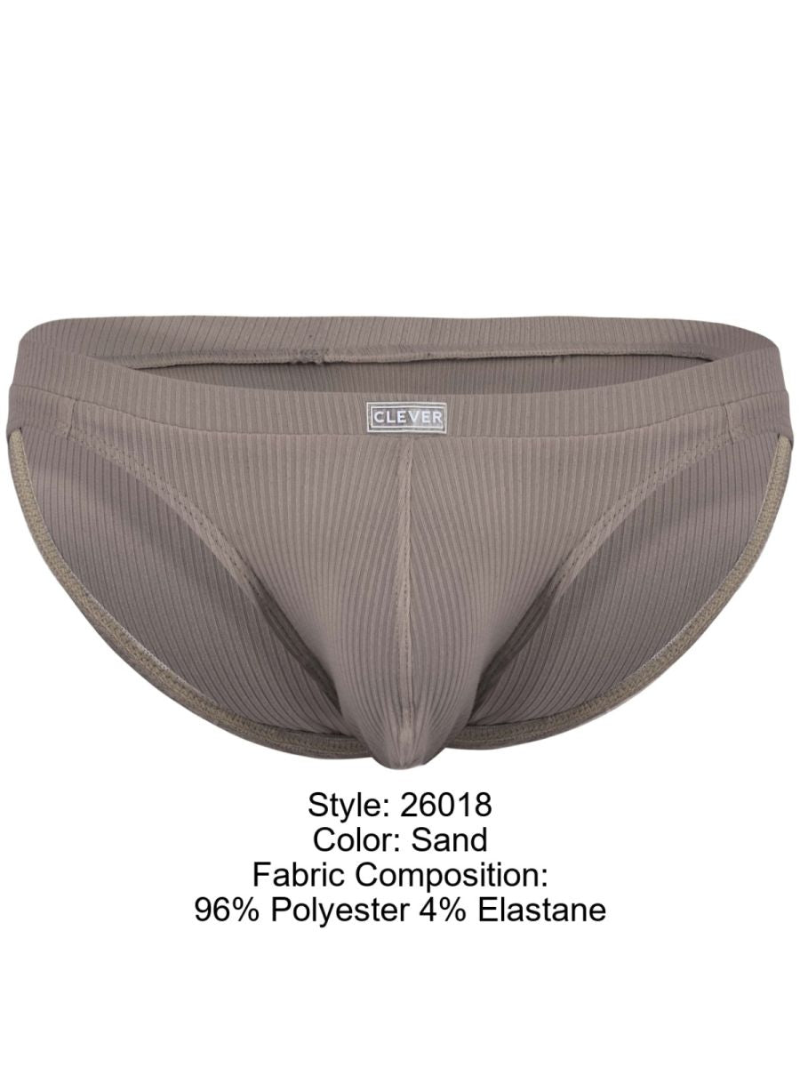 Sand-colored ribbed polyester and elastane clever 26018 apolo bikini briefs combining style and sophisticated comfort