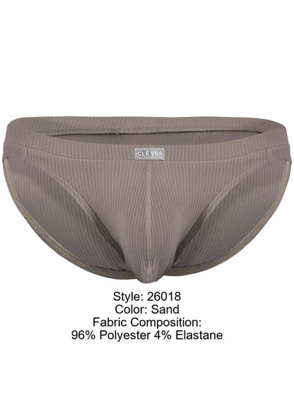 Sand-colored ribbed polyester and elastane clever 26018 apolo bikini briefs combining style and sophisticated comfort