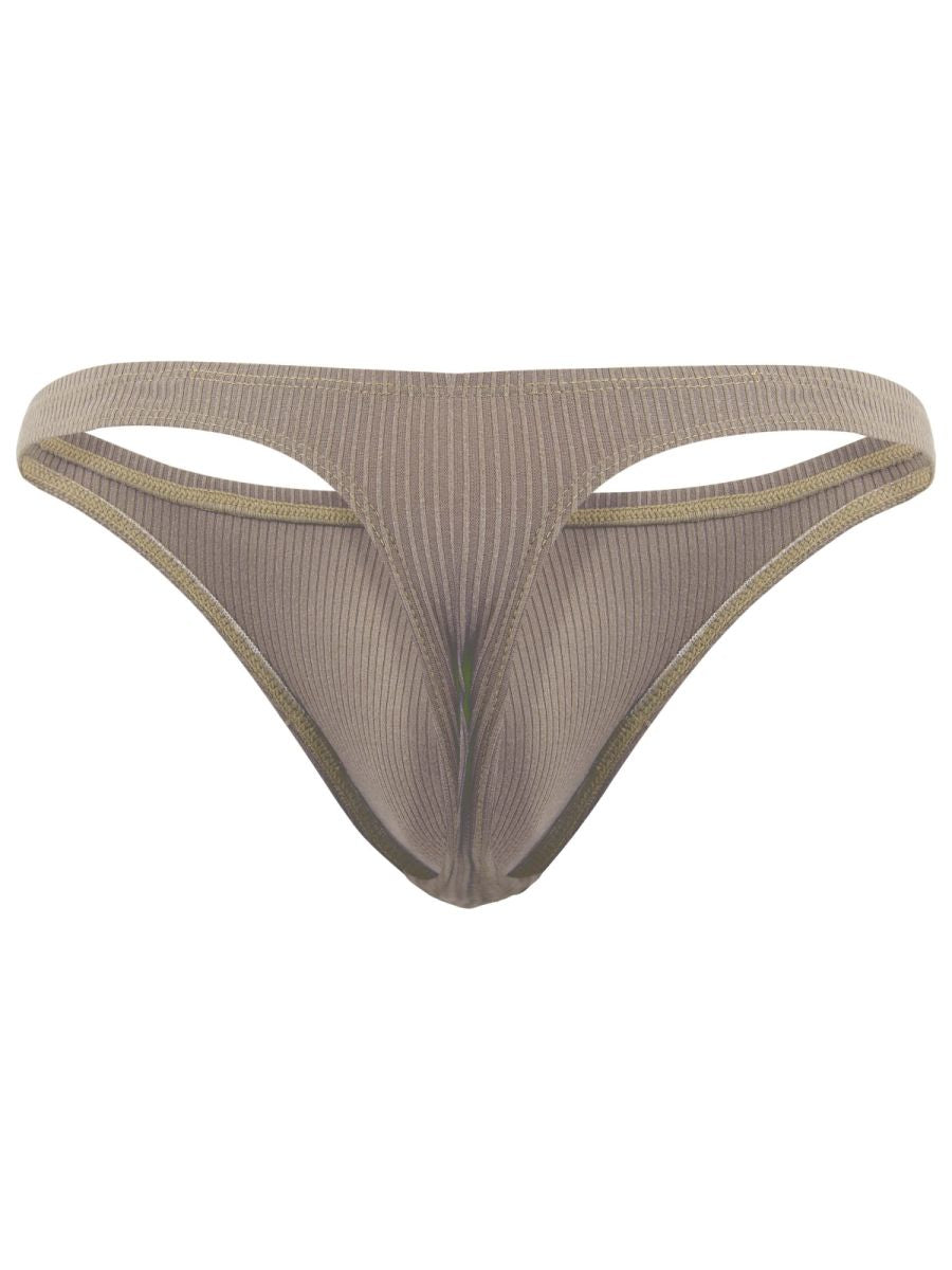 Beige ribbed clever 26021 apolo thong with gold trim offering minimalist sophistication and superior fit