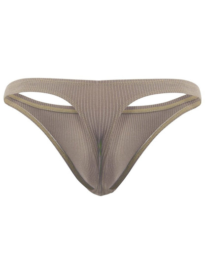 Beige ribbed clever 26021 apolo thong with gold trim offering minimalist sophistication and superior fit