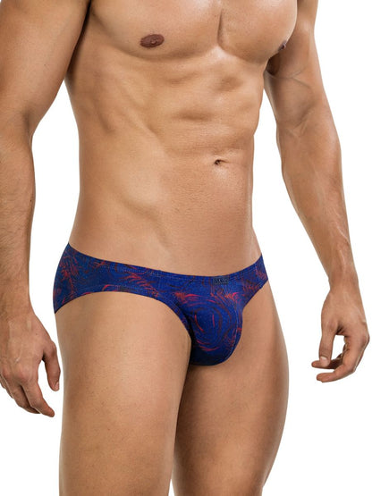 Clever 26029 helion bikini vibrant blue men’s briefs with blue and red pattern and sleek form-fitting design