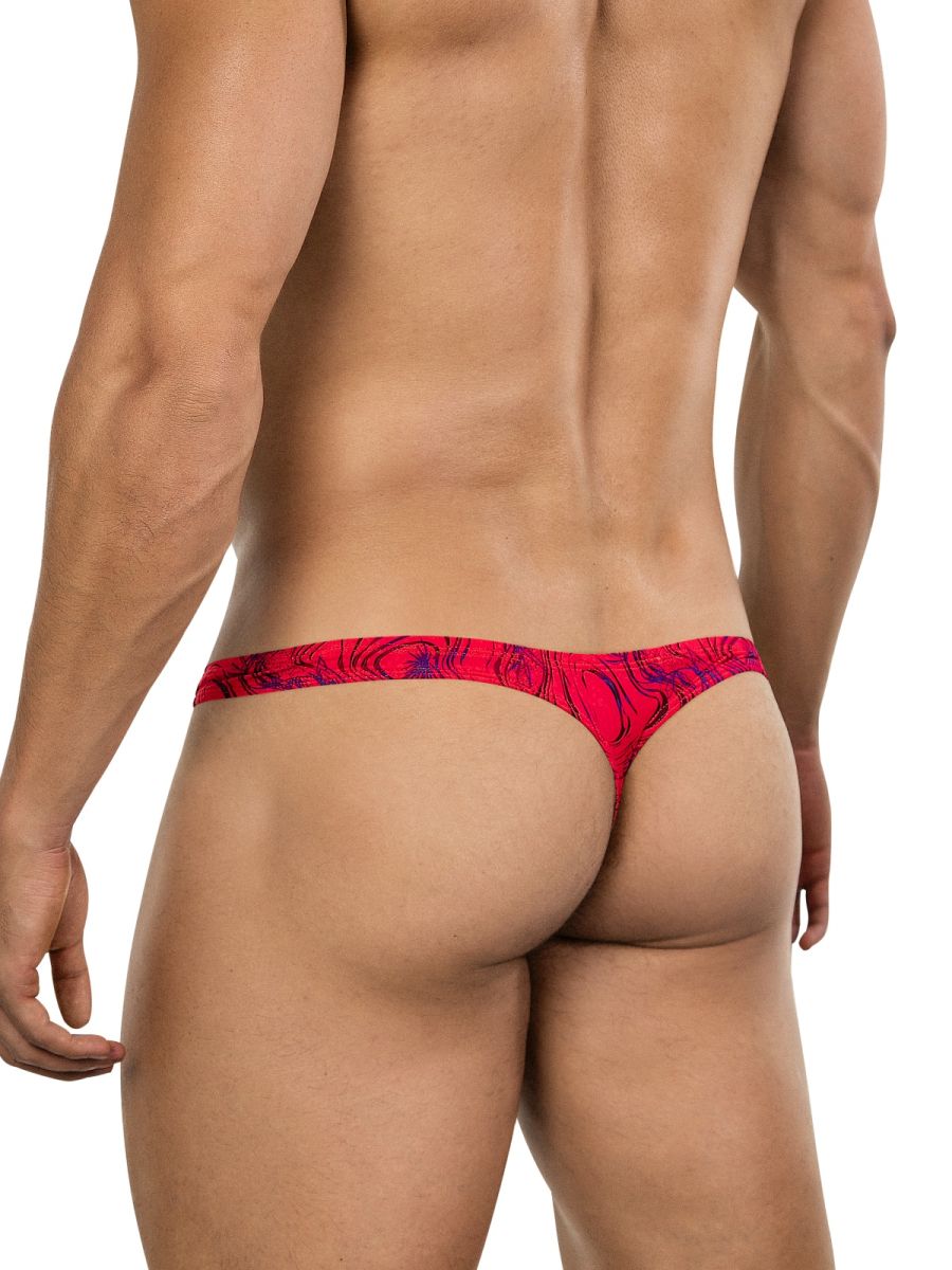Red and blue patterned clever 26030 helion thong with a sleek form-fitting design and bold vibrant colors
