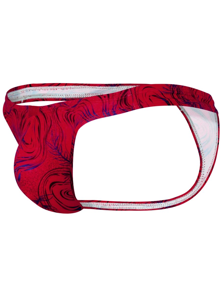 Clever 26030 Helion thongs in red feature bold red and blue abstract swirls with white inner lining for vibrant style