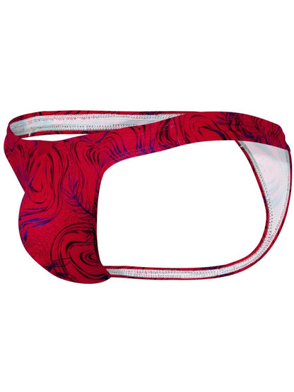Clever 26030 Helion thongs in red feature bold red and blue abstract swirls with white inner lining for vibrant style