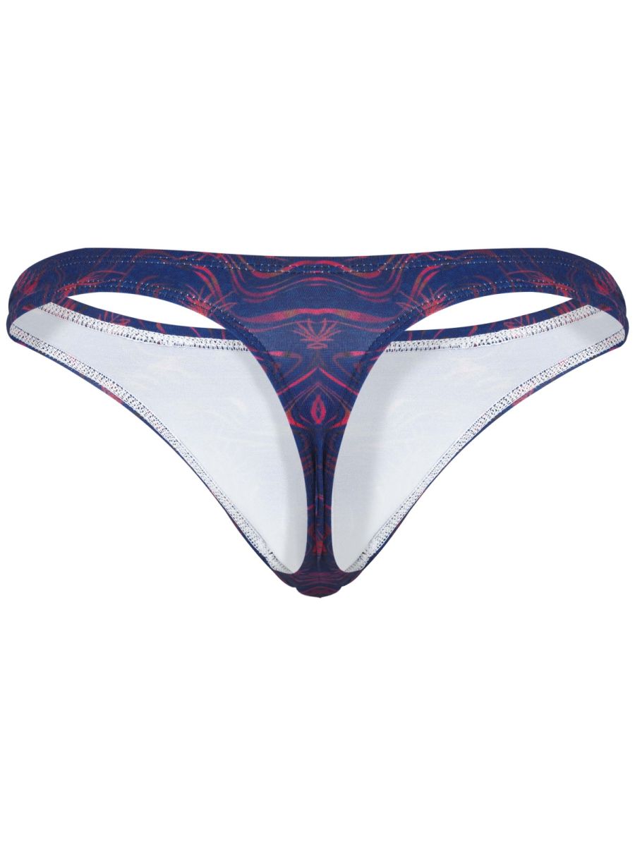 Navy blue and red abstract patterned clever 26031 helion thong with white inner lining for sophisticated style and comfort