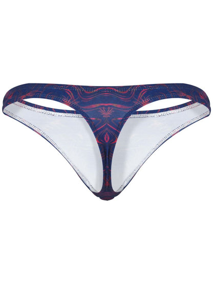 Navy blue and red abstract patterned clever 26031 helion thong with white inner lining for sophisticated style and comfort