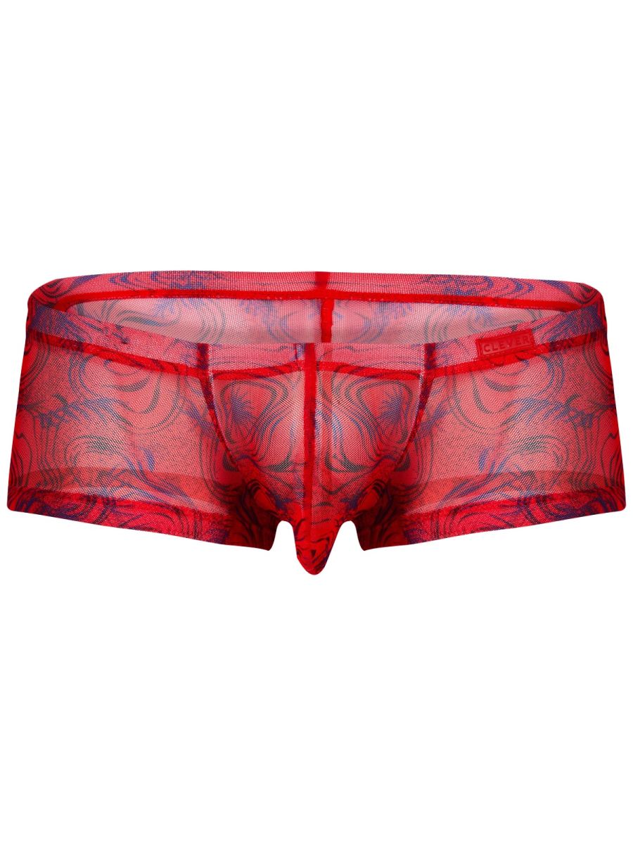 Red clever 26032 calipso sheer mesh briefs with subtle blue and purple floral pattern for bold sophistication