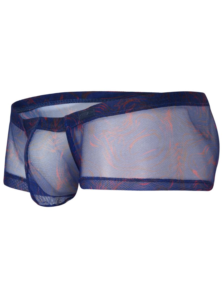 Blue clever 26033 calipso trunks mesh briefs with red and orange floral pattern on waistband bold breathable style