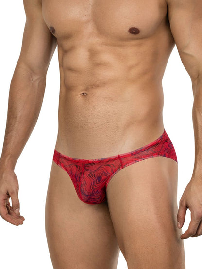 Red lace briefs with a dark pattern from clever 26034 calipso bikini in bold and modern red elegance