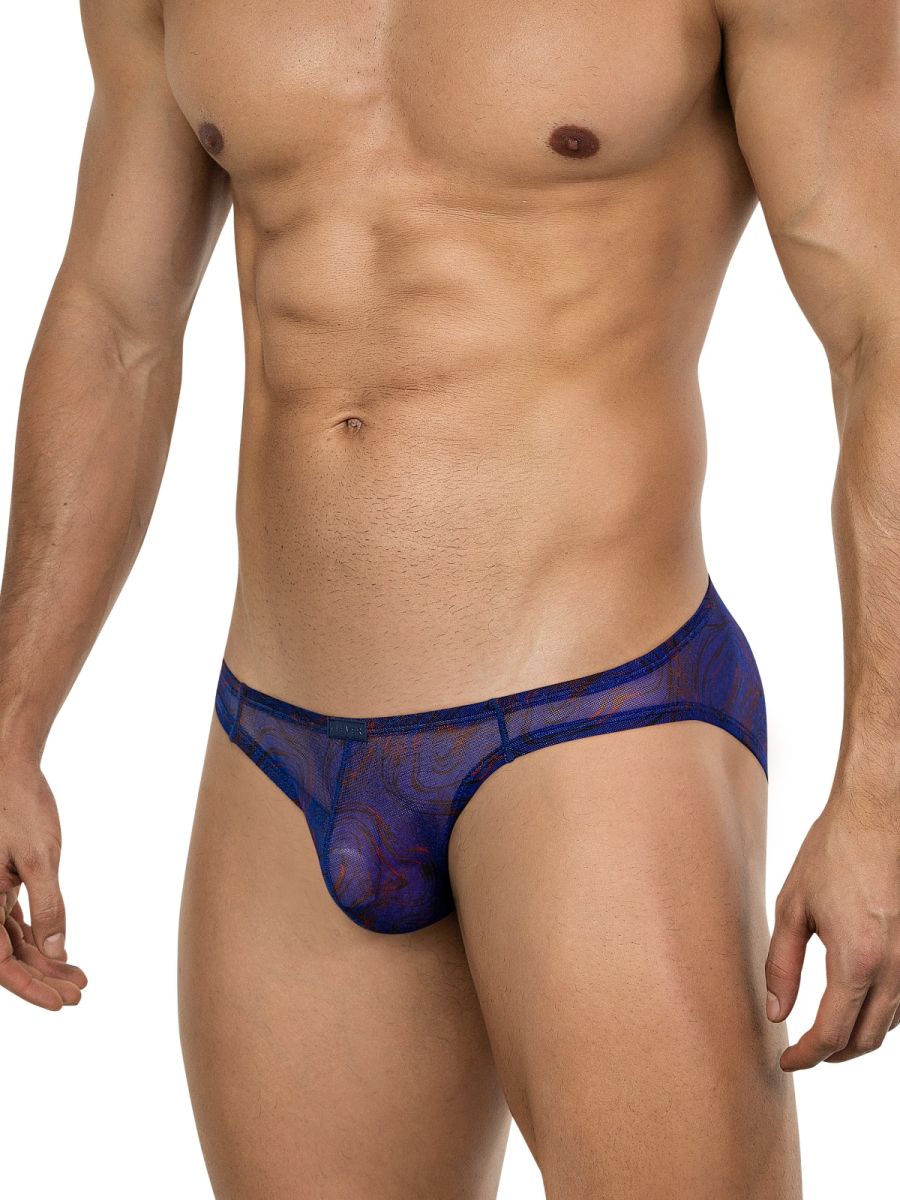 Blue sheer mesh briefs with subtle pattern clever 26035 calipso bikini bold breathable style