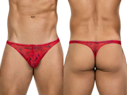 Red lace thong Clever 26036 Calipso in red with a dark pattern offers sleek and sophisticated support