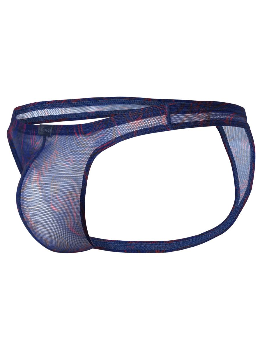 Blue clever 26037 Calipso thong made of sheer mesh with subtle red pattern and reinforced elastic waistband